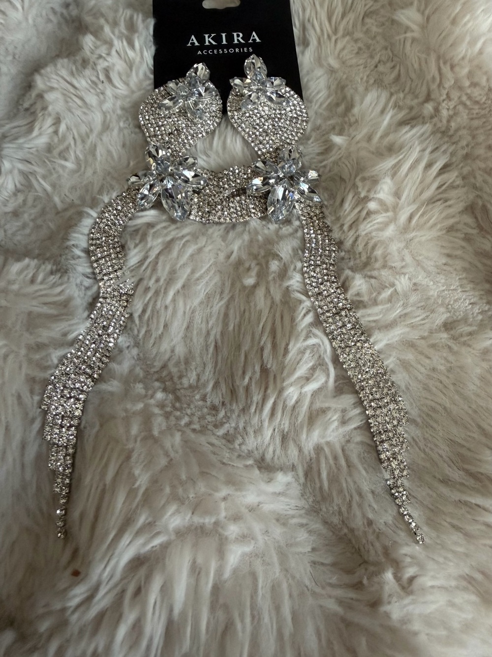 AKIRA Silver Clear Crystal Drop Earrings